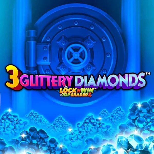 3 Glittery Diamonds slot logo by PearFiction Studios at Spinstein Casino
