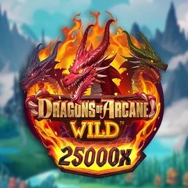 Dragons of Arcane Wild slot logo by Foxium at Spinstein Casino